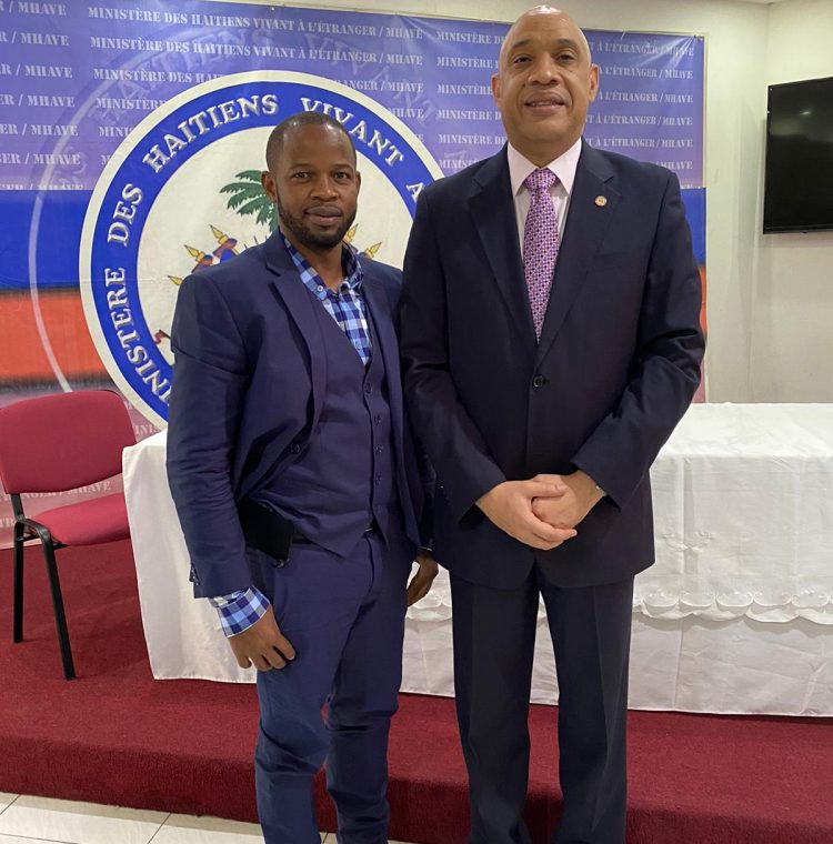 PIERRE NORAME / THE FOUNDER OF I CLEAN HAITI WITH THE MINISTER LOUIS GONZAGUE EDNER DAY.